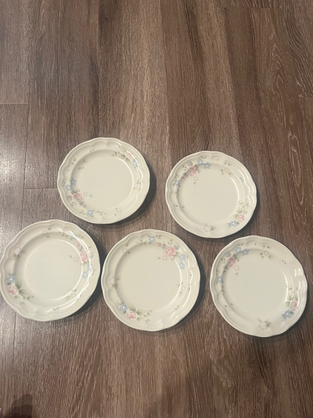 Pfaltzgraff Tea Rose Cream Floral Dessert/Salad Plates - Set of 5